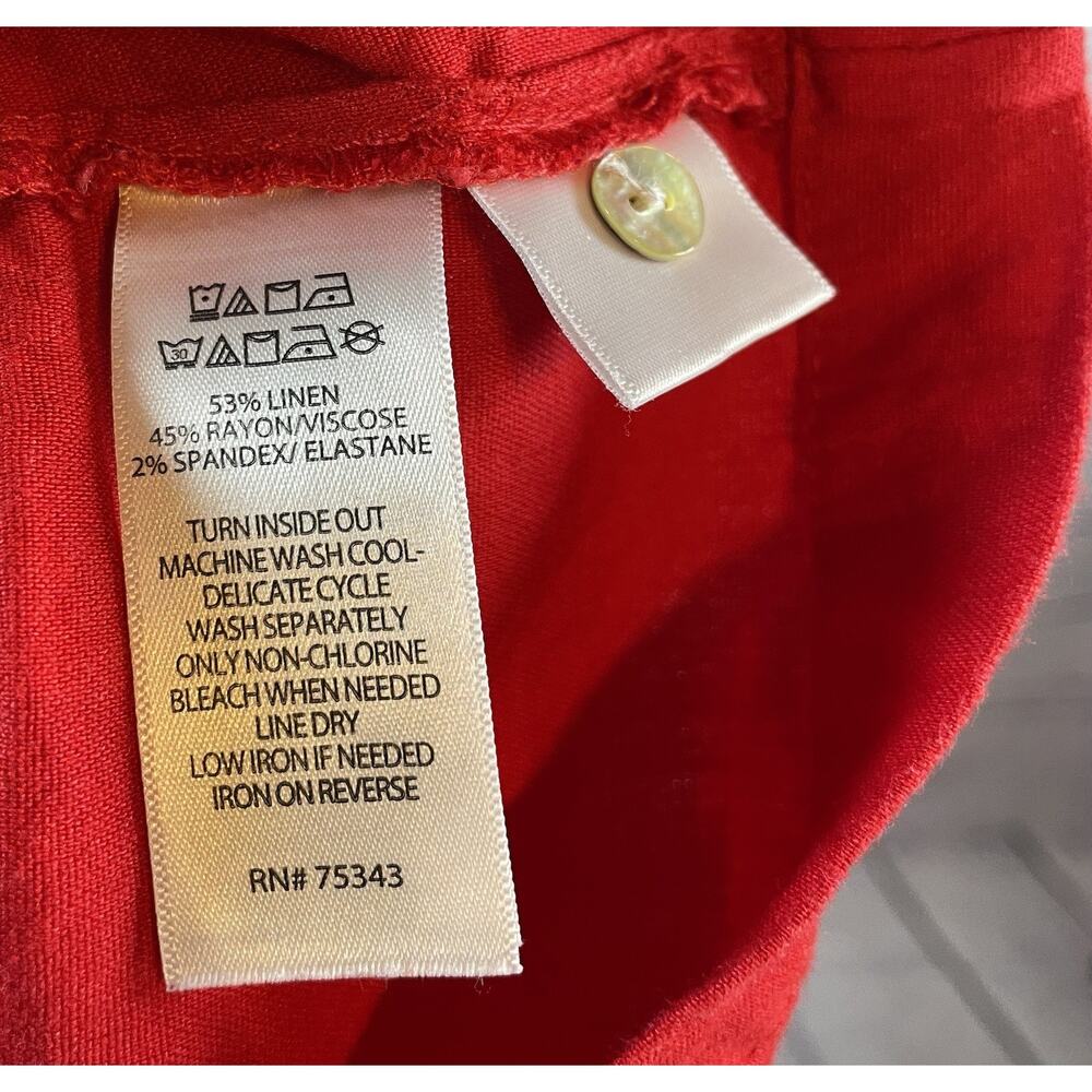 Halston Red Linen Blend Shift Dress Small Sleeveless Pocket Dress - Picture 7 of 7